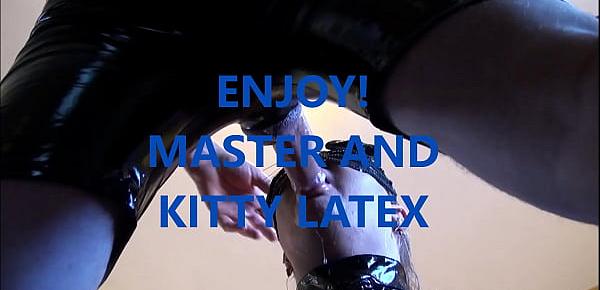 black on black latex pissing and cum shot